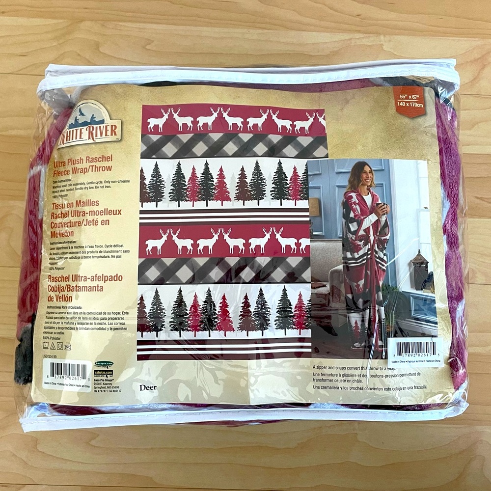 New plush raschel fleece wrap/throw